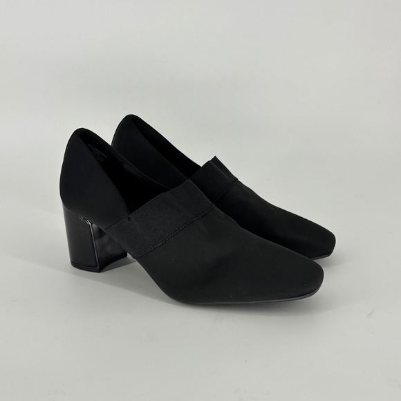 Anne Klein Shoes - Anne Klein Thomaston Block Heel Pump Black Women Size 8.5 Square Toe Comfort